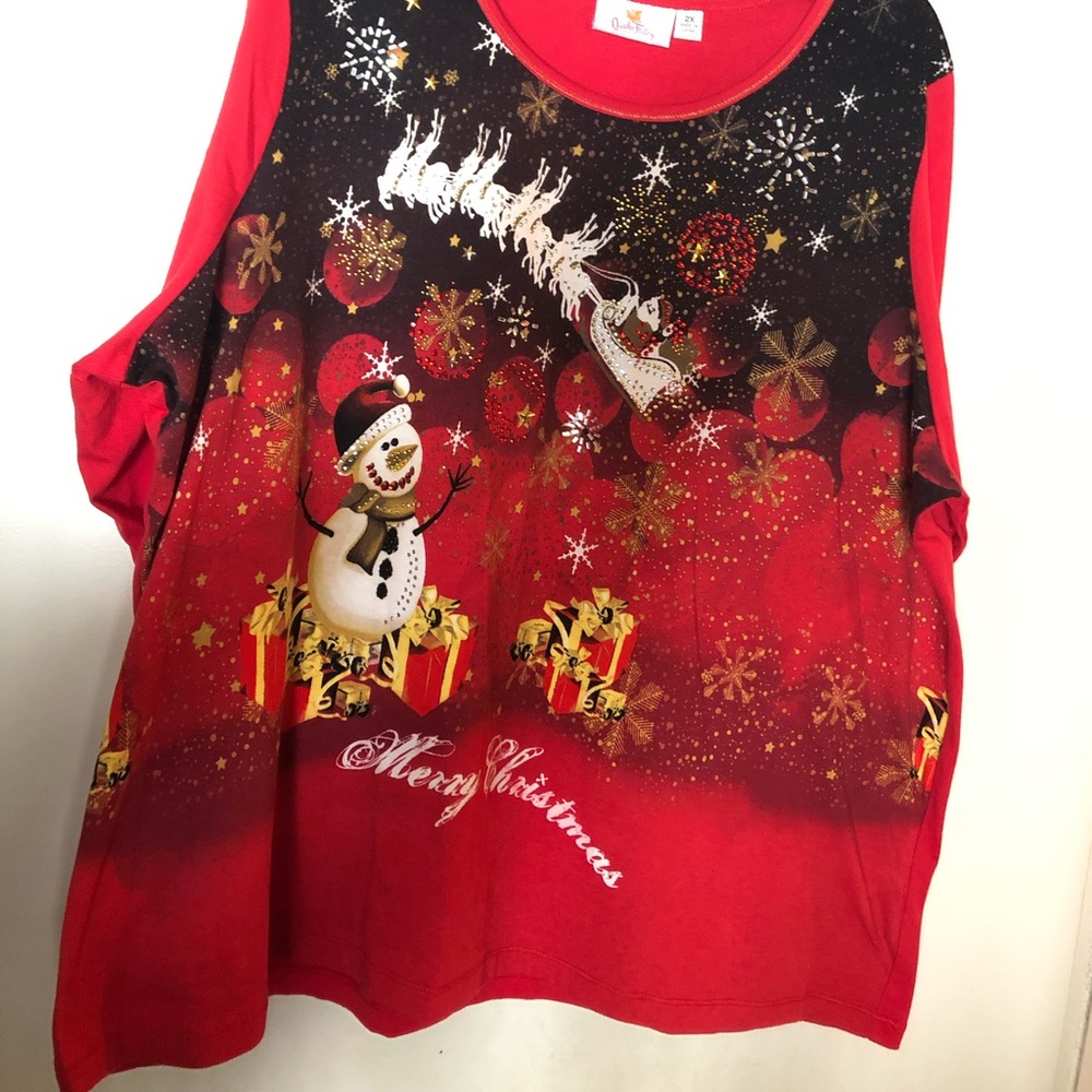 Quicker Factory Christmas 3/4 Sleeve shirt 2X